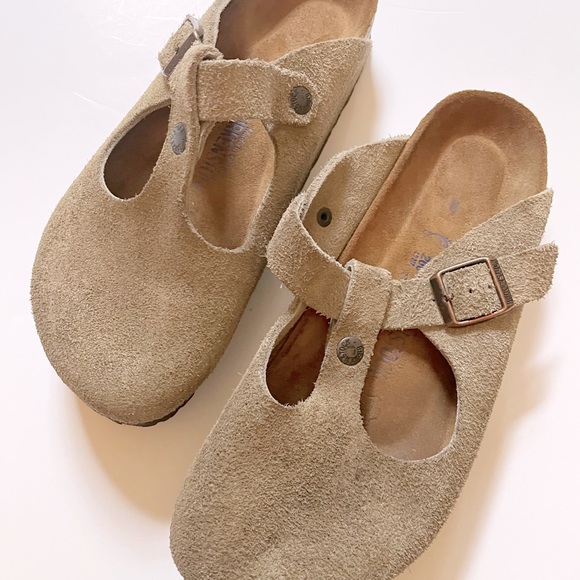 Birkenstock Shoes - Birkenstock Bern tan suede slip on sandals sz 40
